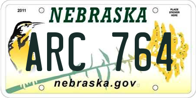 NE license plate ARC764