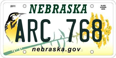 NE license plate ARC768