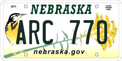 NE license plate ARC770