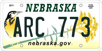 NE license plate ARC773