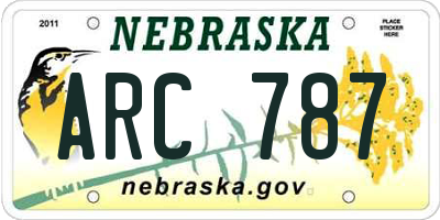 NE license plate ARC787