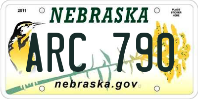 NE license plate ARC790
