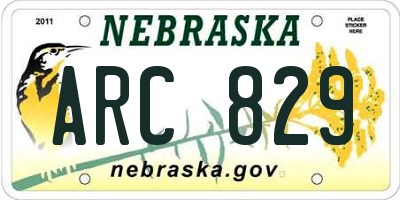 NE license plate ARC829