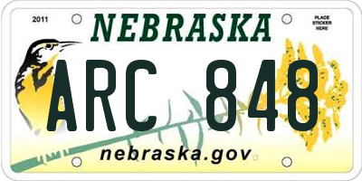 NE license plate ARC848