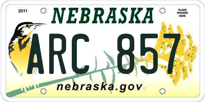 NE license plate ARC857