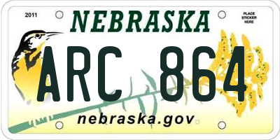 NE license plate ARC864