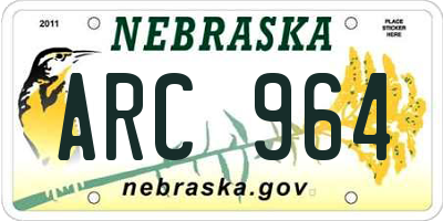 NE license plate ARC964