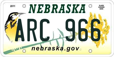 NE license plate ARC966