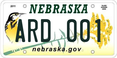 NE license plate ARD001
