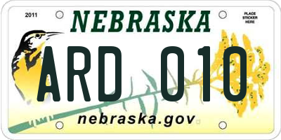 NE license plate ARD010
