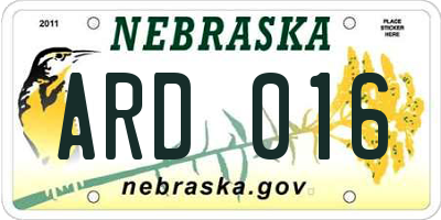NE license plate ARD016