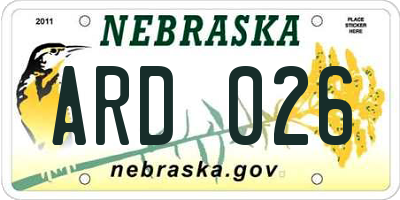 NE license plate ARD026
