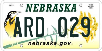 NE license plate ARD029