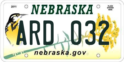 NE license plate ARD032