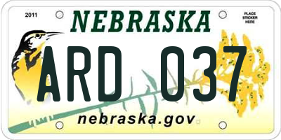 NE license plate ARD037
