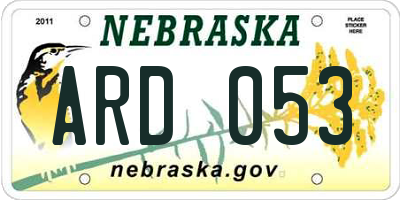 NE license plate ARD053