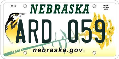 NE license plate ARD059