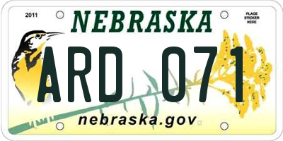 NE license plate ARD071