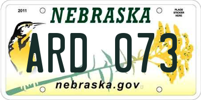 NE license plate ARD073