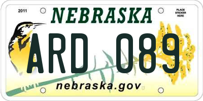 NE license plate ARD089