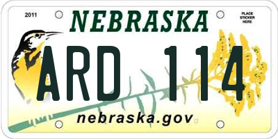 NE license plate ARD114