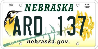 NE license plate ARD137