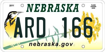 NE license plate ARD166