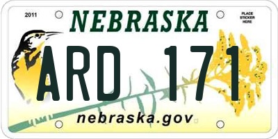 NE license plate ARD171