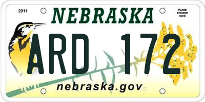 NE license plate ARD172