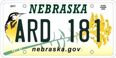 NE license plate ARD181