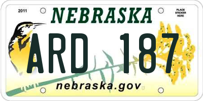 NE license plate ARD187