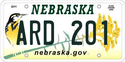 NE license plate ARD201
