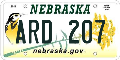 NE license plate ARD207