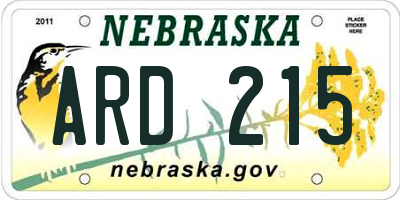 NE license plate ARD215