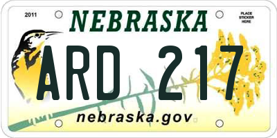 NE license plate ARD217