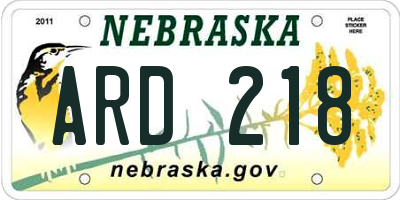 NE license plate ARD218