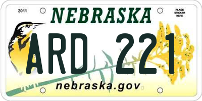 NE license plate ARD221