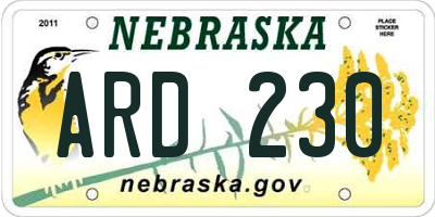 NE license plate ARD230