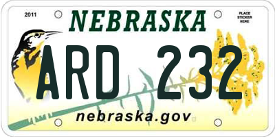 NE license plate ARD232