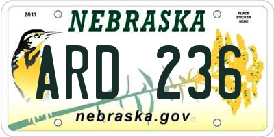 NE license plate ARD236
