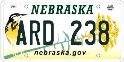 NE license plate ARD238