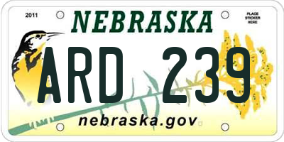 NE license plate ARD239