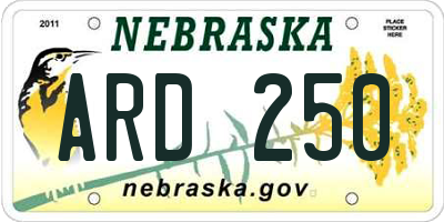 NE license plate ARD250