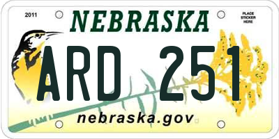 NE license plate ARD251