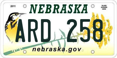 NE license plate ARD258