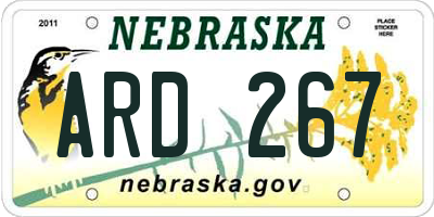 NE license plate ARD267