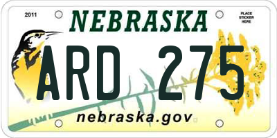 NE license plate ARD275