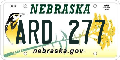 NE license plate ARD277