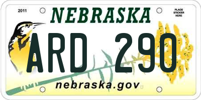 NE license plate ARD290
