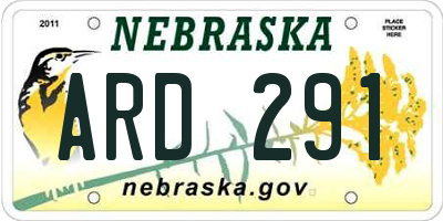 NE license plate ARD291